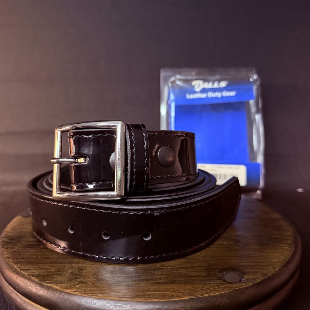 Galls Uniform Belt Size 60" Premium Leather Black 1.5" Wide Chrome 1238
